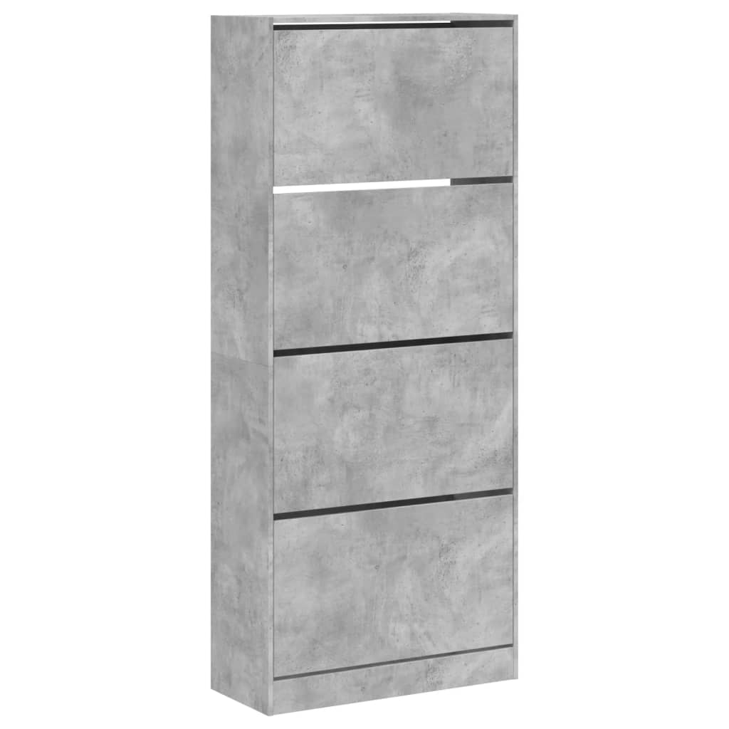 VidaXL Armoire à chaussures avec 4 tiroirs pliants 80x34x187,5 cm gris béton