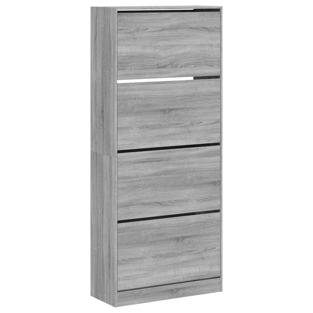 VidaXL Armoire à chaussures avec 4 tiroirs pliants 80x34x187,5 cm gris sonoma