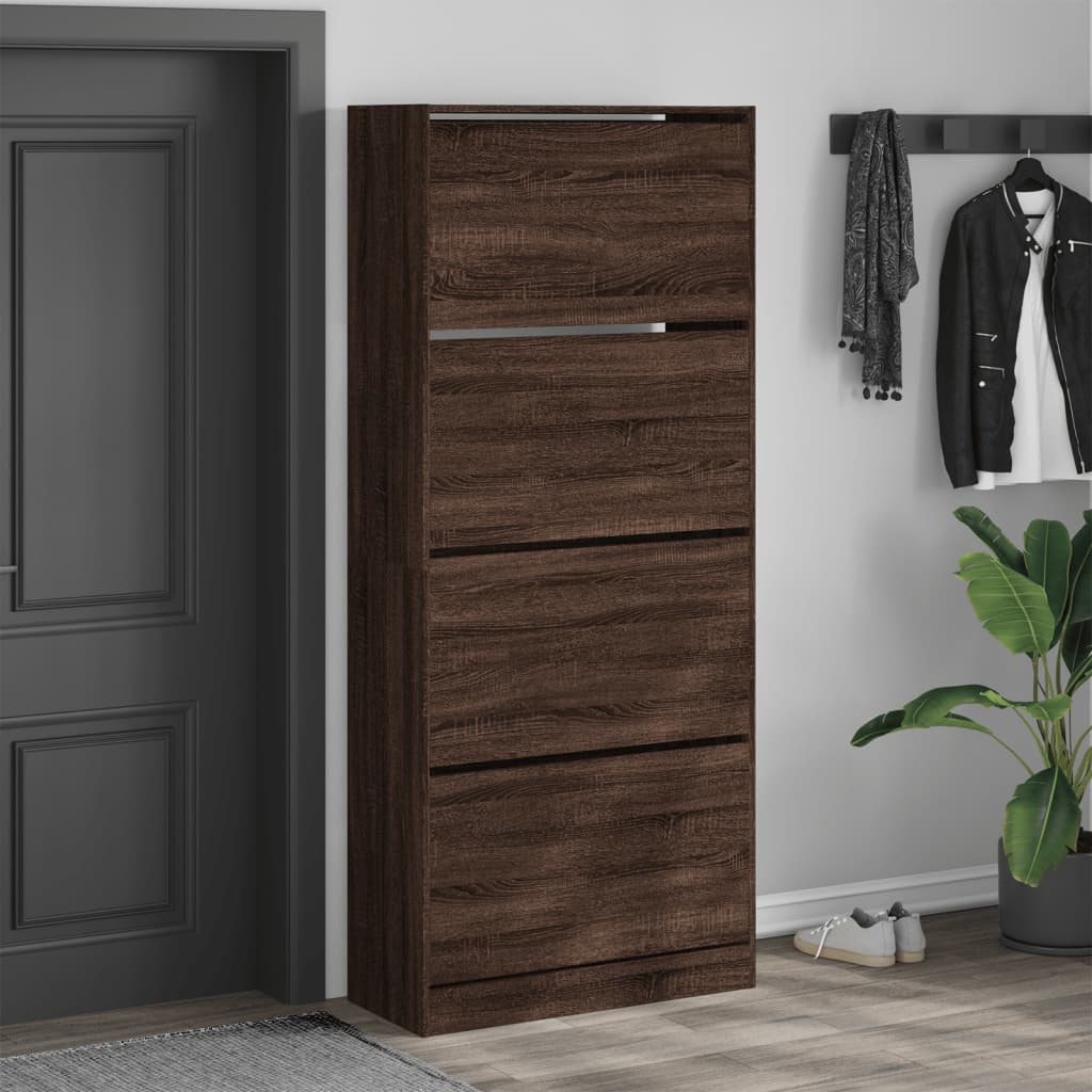 VidaXL Armoire à chaussures avec 4 tiroirs pliants 80x34x187,5 cm coloris chêne marron