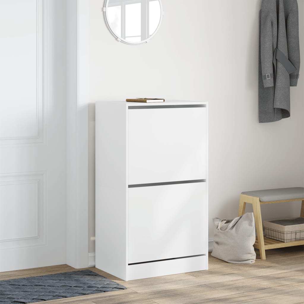 VidaXL Armoire à chaussures avec 2 tiroirs pliants 60x42x108 cm blanc