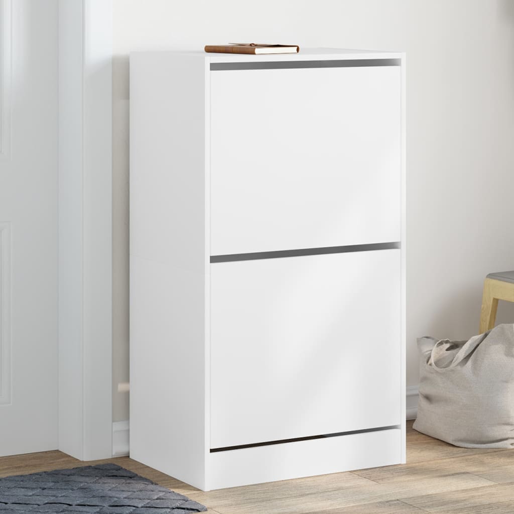 VidaXL Armoire à chaussures avec 2 tiroirs pliants 60x42x108 cm blanc