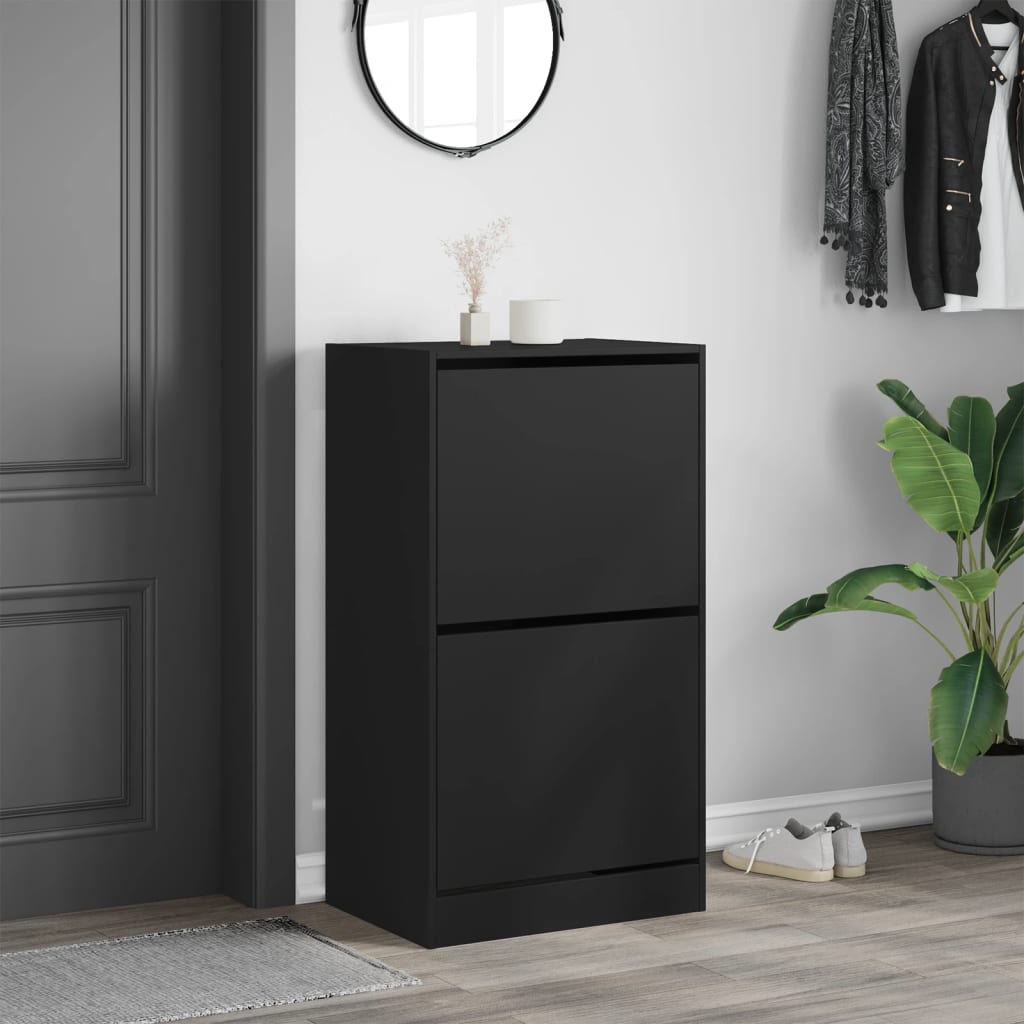 VidaXL Armoire à chaussures avec 2 tiroirs pliants 60x42x108 cm noir