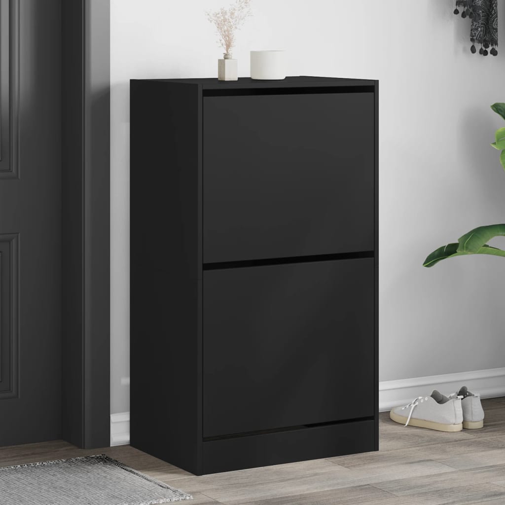 VidaXL Armoire à chaussures avec 2 tiroirs pliants 60x42x108 cm noir