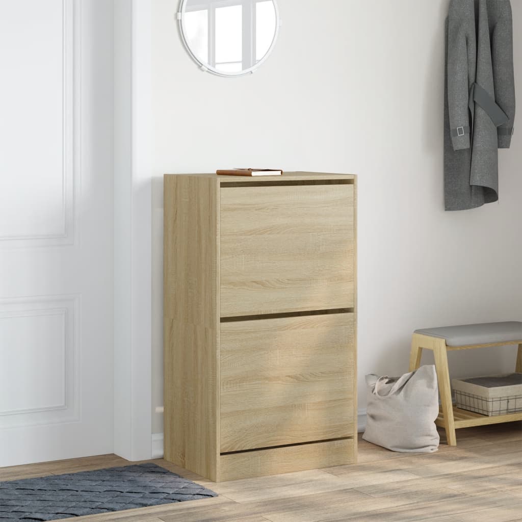 VidaXL Armoire à chaussures avec 2 tiroirs pliants 60x42x108 cm Chêne Sonoma