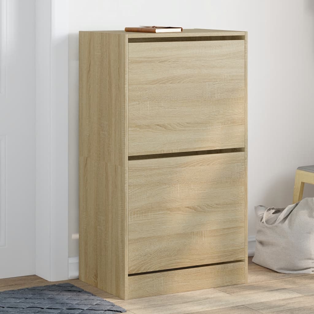 VidaXL Armoire à chaussures avec 2 tiroirs pliants 60x42x108 cm Chêne Sonoma