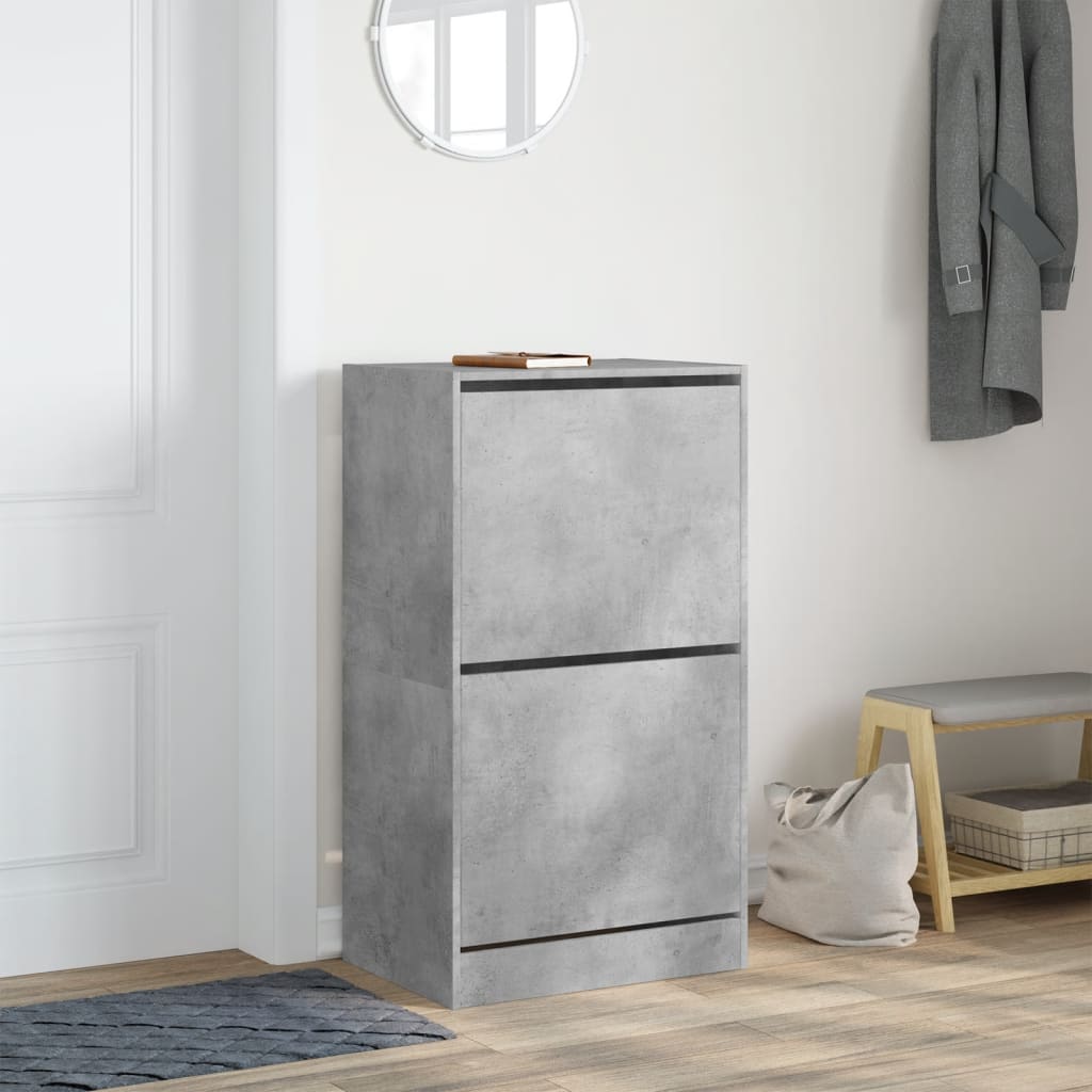 VidaXL Armoire à chaussures avec 2 tiroirs pliants 60x42x108 cm gris béton