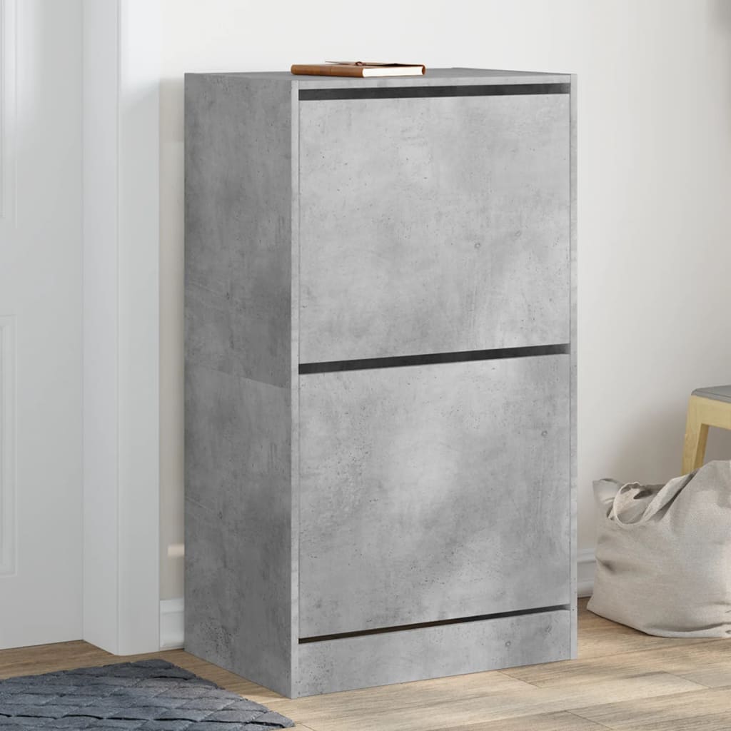 VidaXL Armoire à chaussures avec 2 tiroirs pliants 60x42x108 cm gris béton