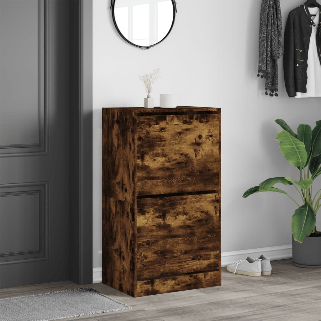 VidaXL Armoire à chaussures avec 2 tiroirs pliants 60x42x108 cm Chêne fumé
