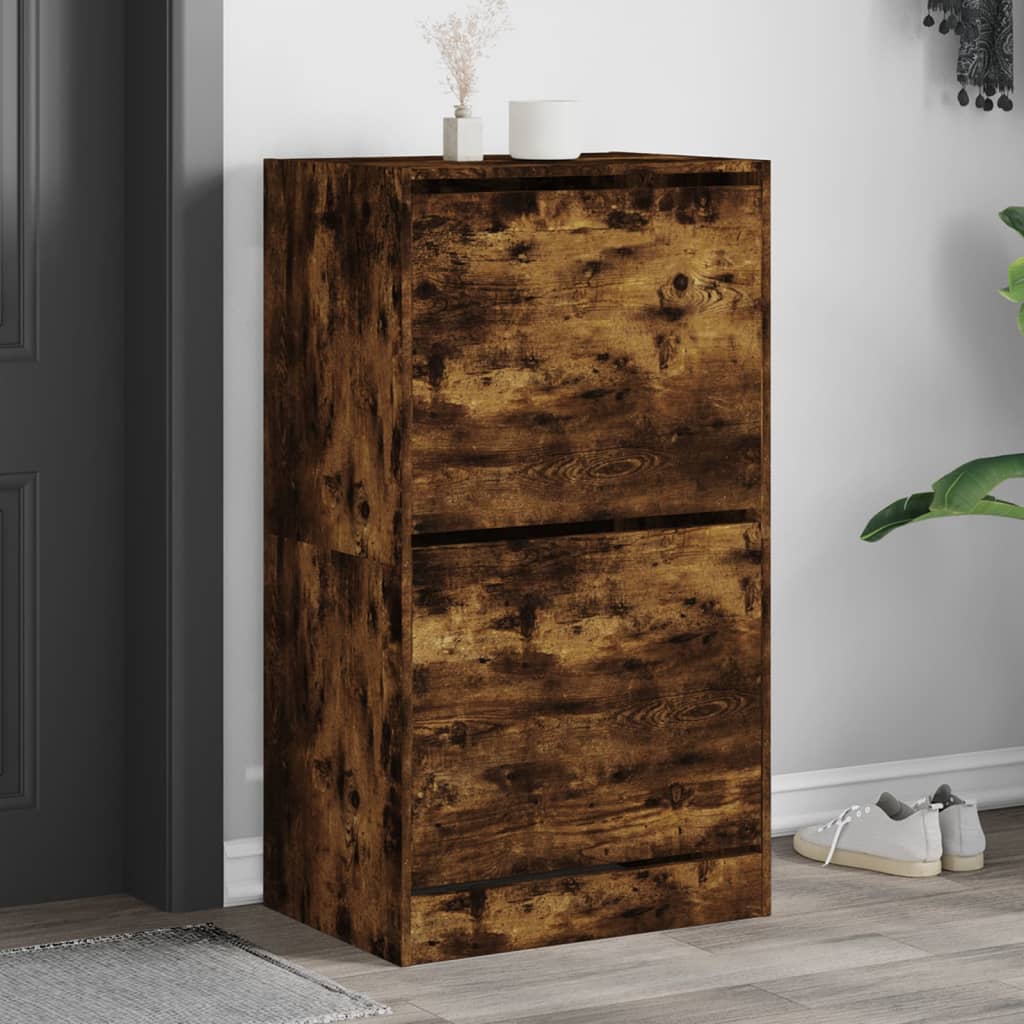 VidaXL Armoire à chaussures avec 2 tiroirs pliants 60x42x108 cm Chêne fumé