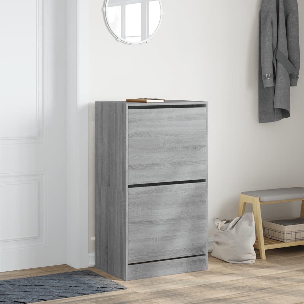VidaXL Armoire à chaussures avec 2 tiroirs pliants 60x42x108 cm Gris Sonoma