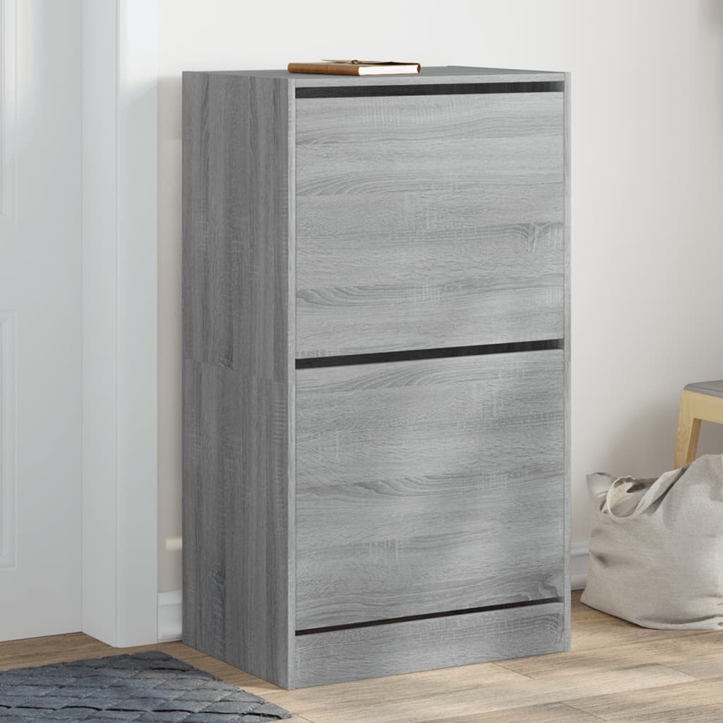 VidaXL Armoire à chaussures avec 2 tiroirs pliants 60x42x108 cm Gris Sonoma