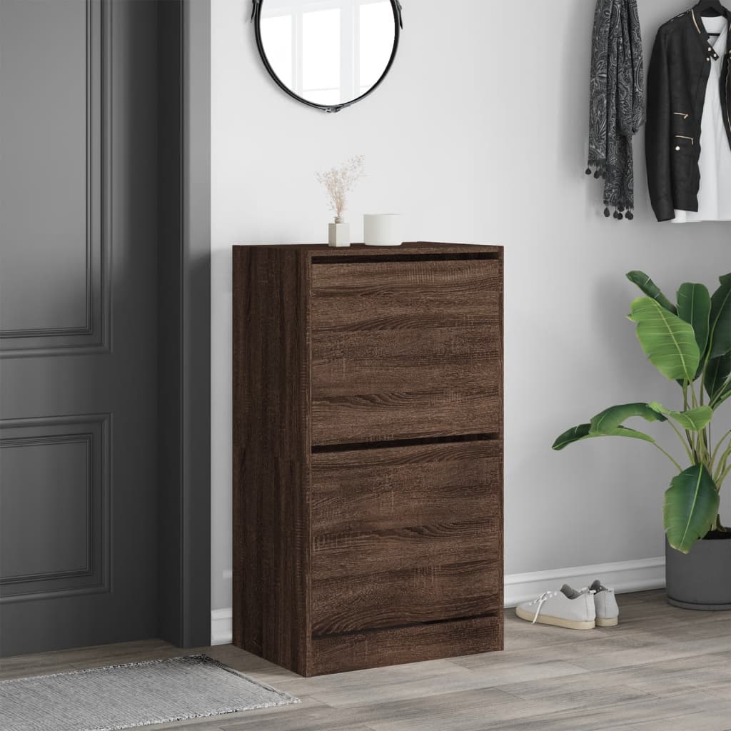 VidaXL Armoire à chaussures avec 2 tiroirs pliants 60x42x108 cm couleur chêne marron