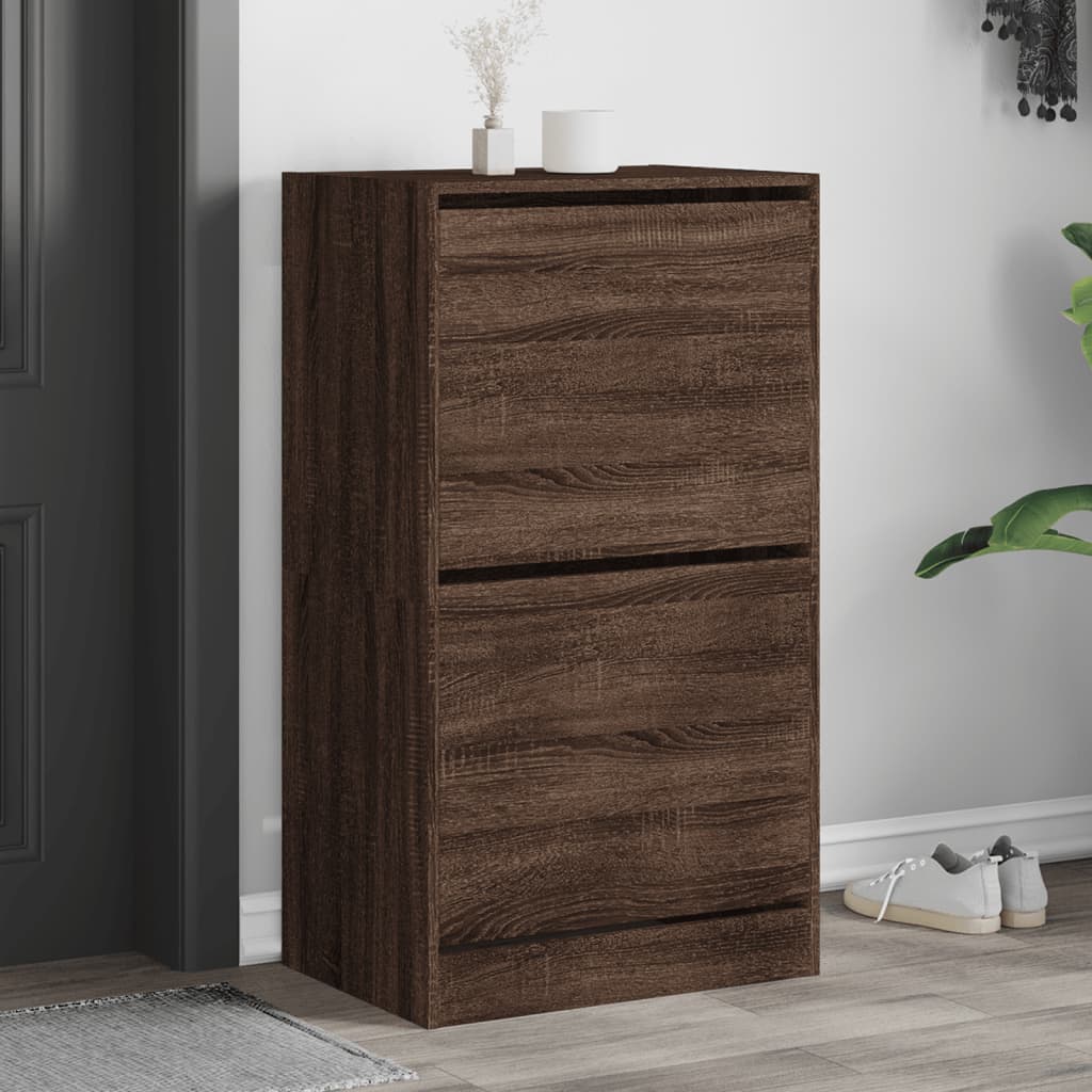 VidaXL Armoire à chaussures avec 2 tiroirs pliants 60x42x108 cm couleur chêne marron
