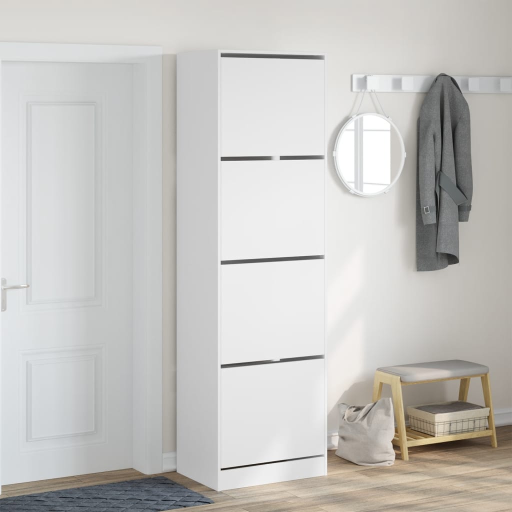 VidaXL Armoire à chaussures avec 4 tiroirs pliants 60x42x204 cm blanc