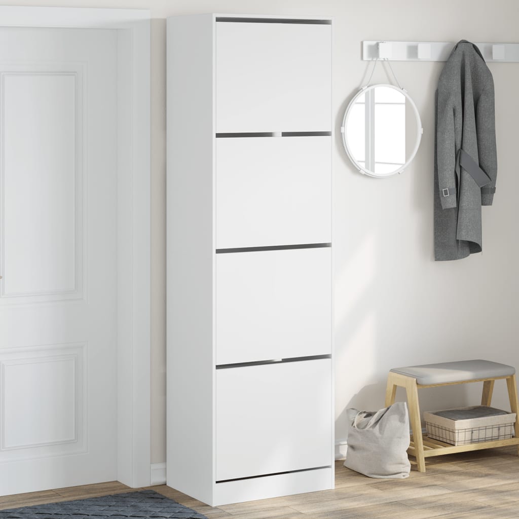 VidaXL Armoire à chaussures avec 4 tiroirs pliants 60x42x204 cm blanc