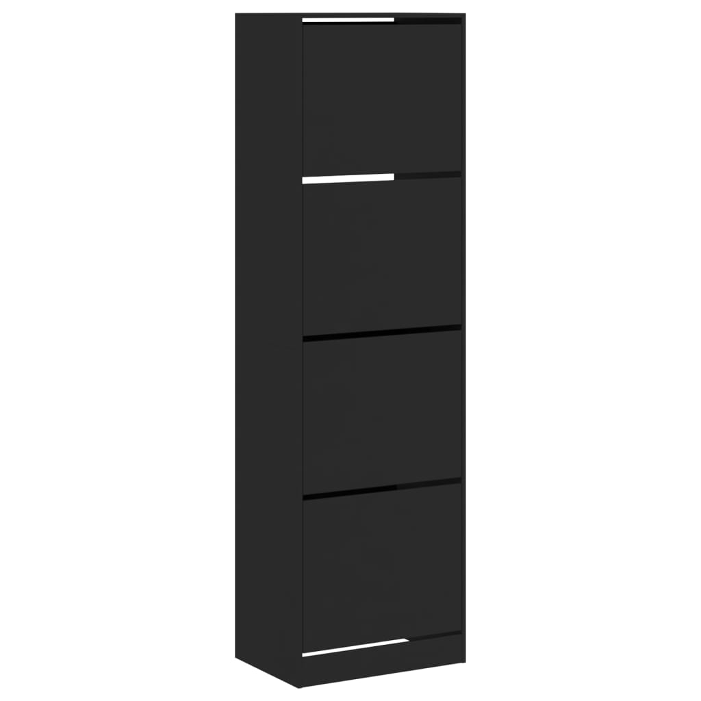 VidaXL Armoire à chaussures avec 4 tiroirs pliants 60x42x204 cm noir