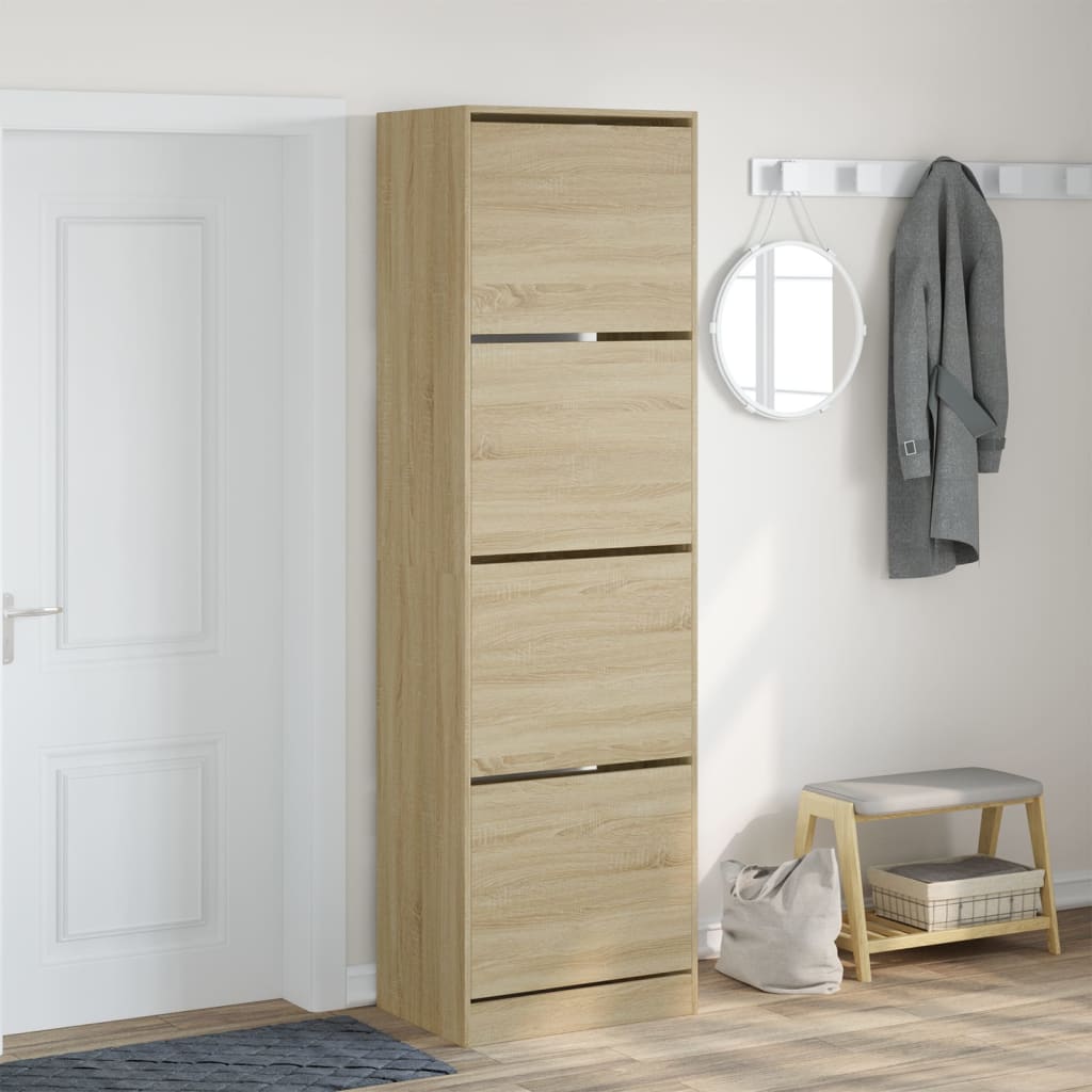 VidaXL Armoire à chaussures avec 4 tiroirs pliants 60x42x204 cm Chêne Sonoma