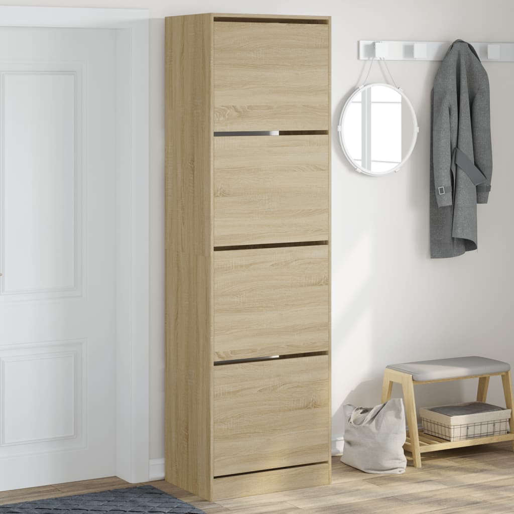 VidaXL Armoire à chaussures avec 4 tiroirs pliants 60x42x204 cm Chêne Sonoma