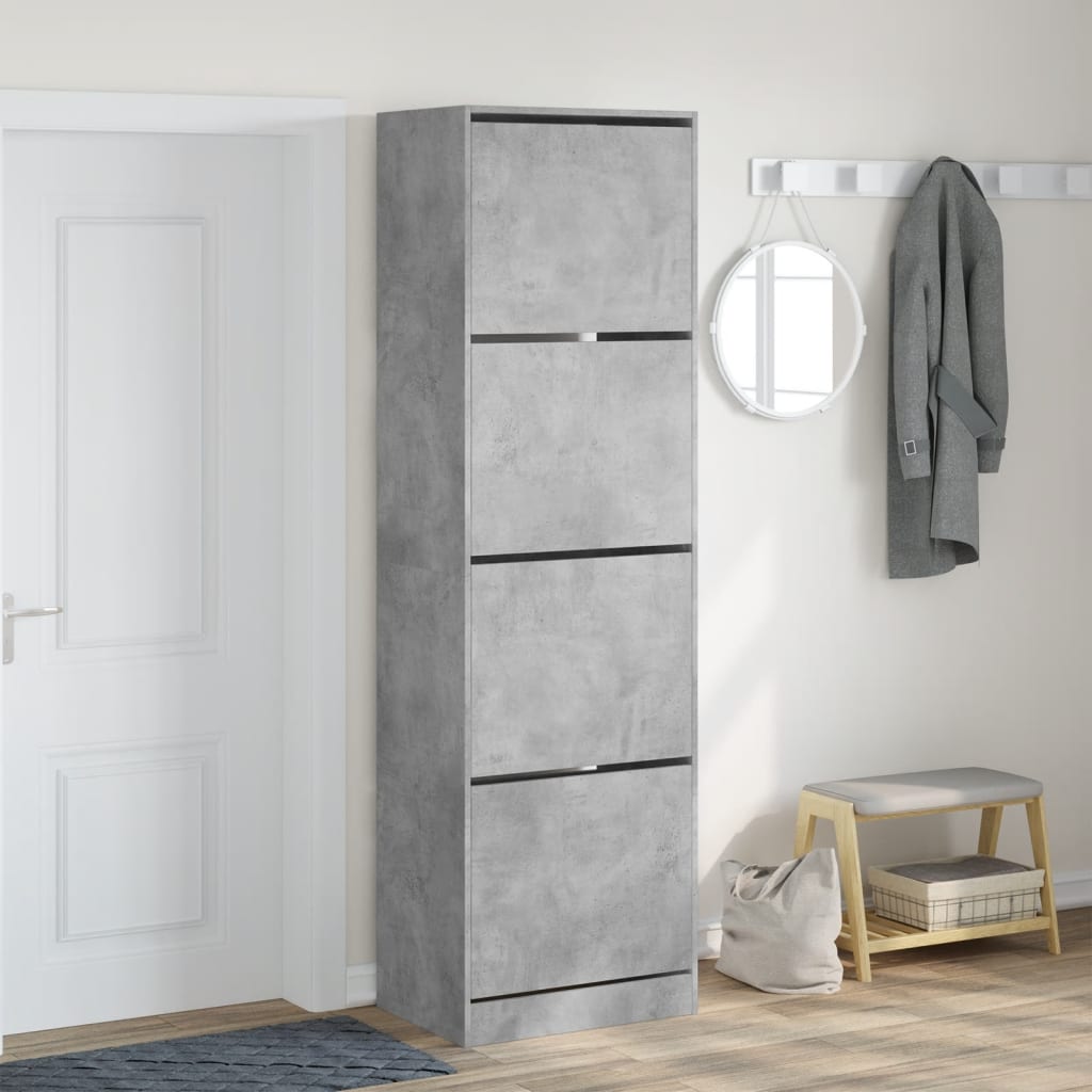 VidaXL Armoire à chaussures avec 4 tiroirs pliants 60x42x204 cm gris béton