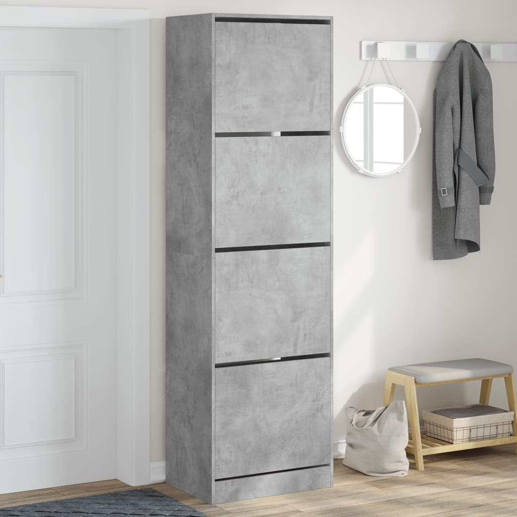 VidaXL Armoire à chaussures avec 4 tiroirs pliants 60x42x204 cm gris béton