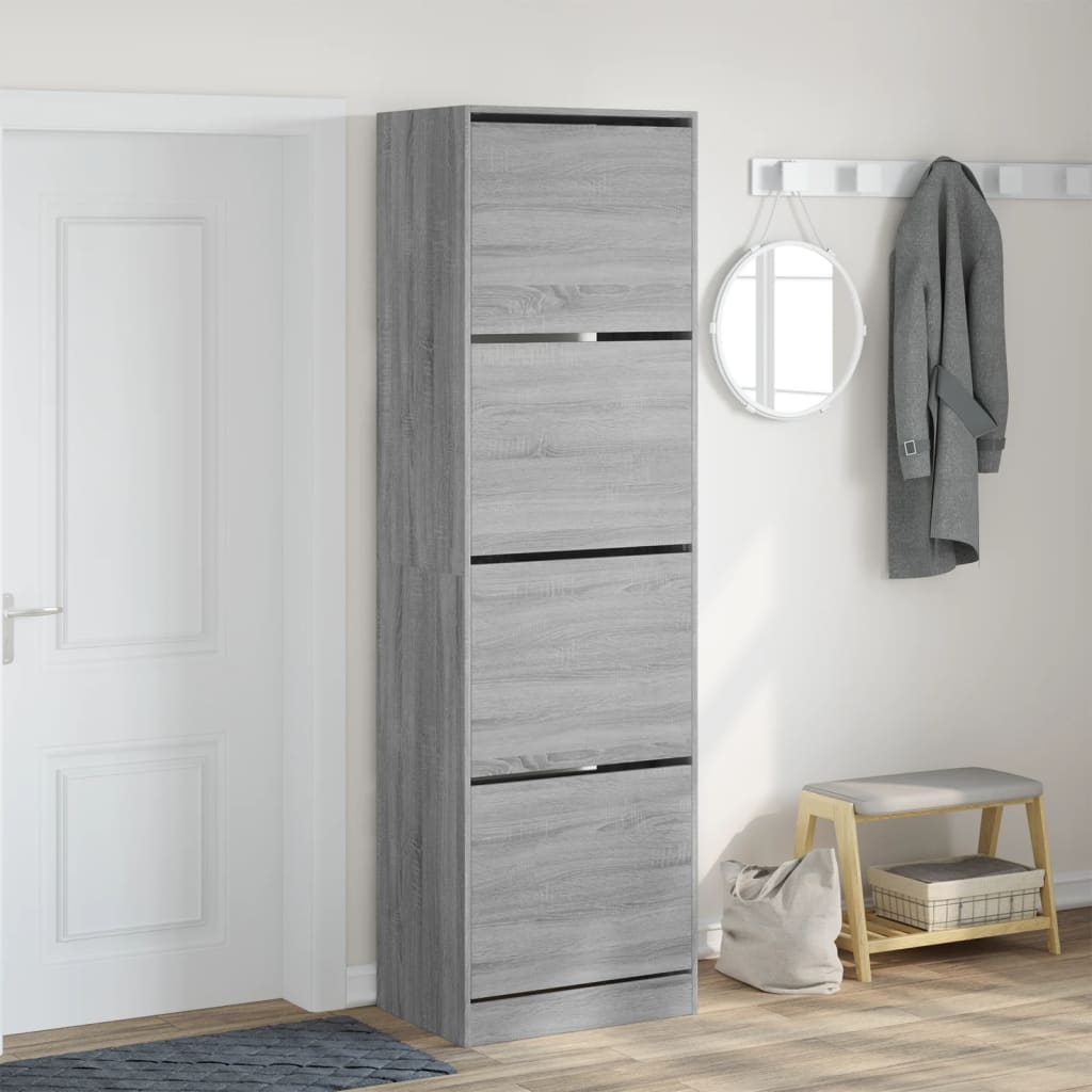 VidaXL Armoire à chaussures avec 4 tiroirs pliants 60x42x204 cm gris sonoma