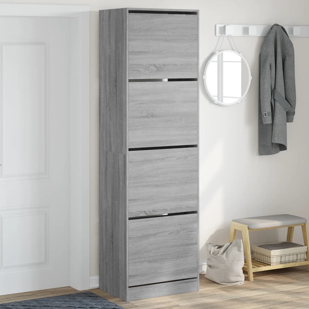 VidaXL Armoire à chaussures avec 4 tiroirs pliants 60x42x204 cm gris sonoma