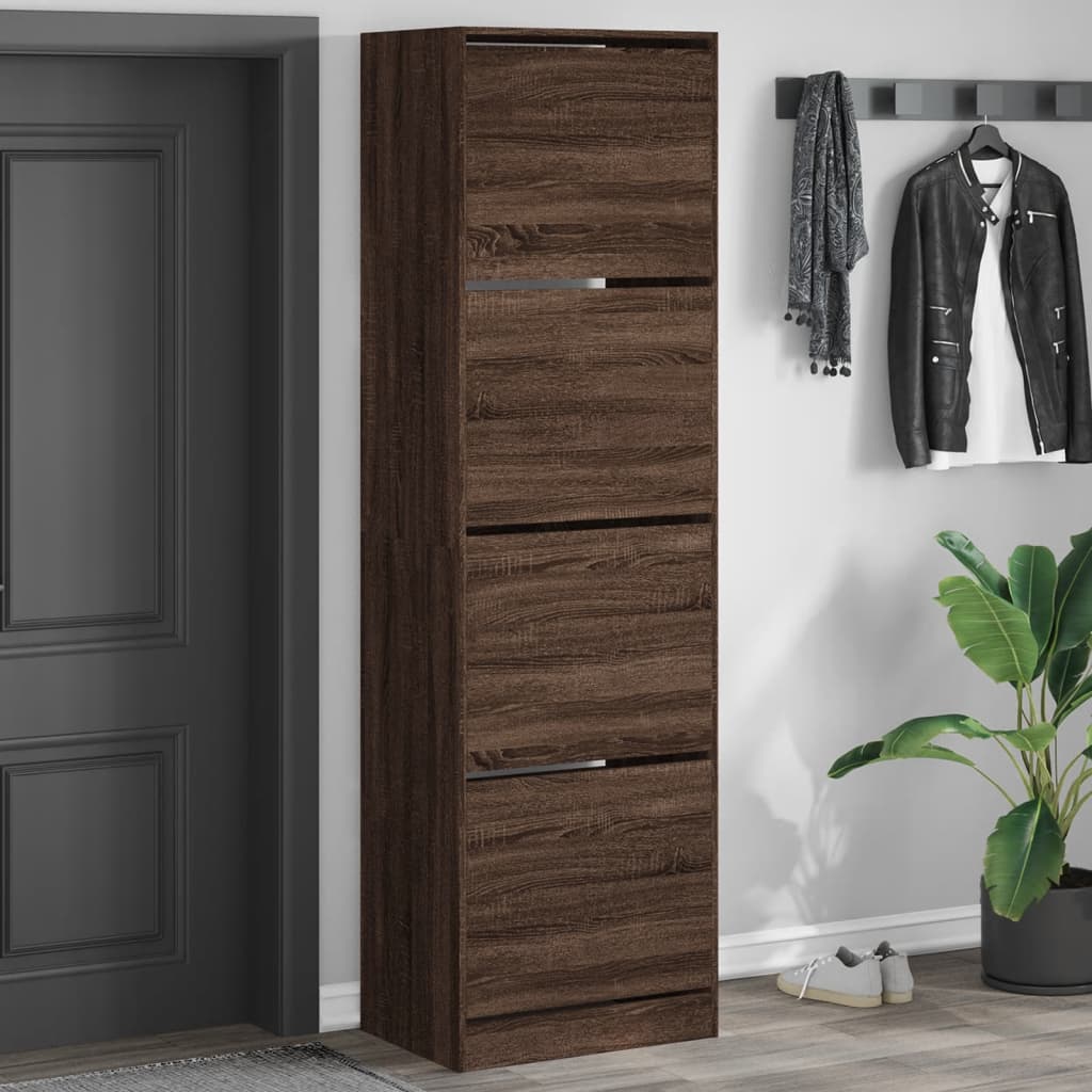 VidaXL Armoire à chaussures avec 4 tiroirs pliants 60x42x204 cm coloris chêne marron