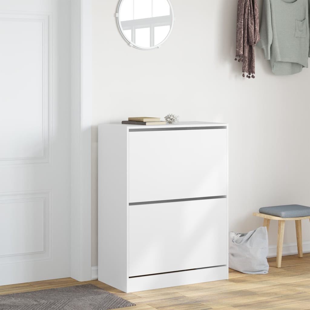 VidaXL Armoire à chaussures avec 2 tiroirs pliants 80x42x108 cm blanc