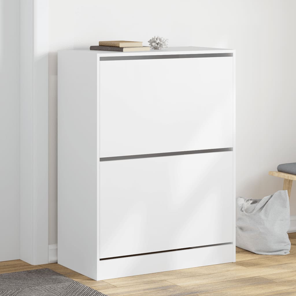 VidaXL Armoire à chaussures avec 2 tiroirs pliants 80x42x108 cm blanc