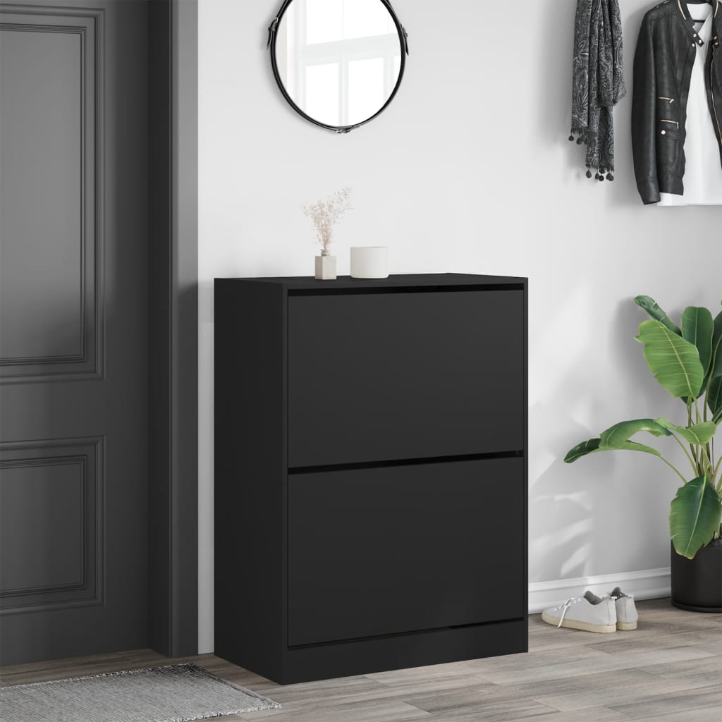 VidaXL Armoire à chaussures avec 2 tiroirs pliants 80x42x108 cm noir