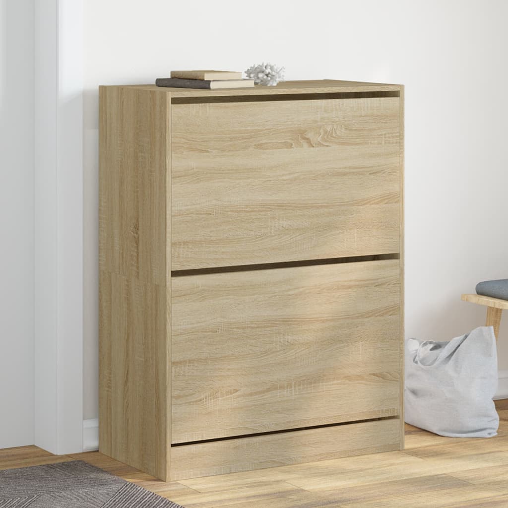 VidaXL Armoire à chaussures avec 2 tiroirs pliants 80x42x108 cm Chêne Sonoma