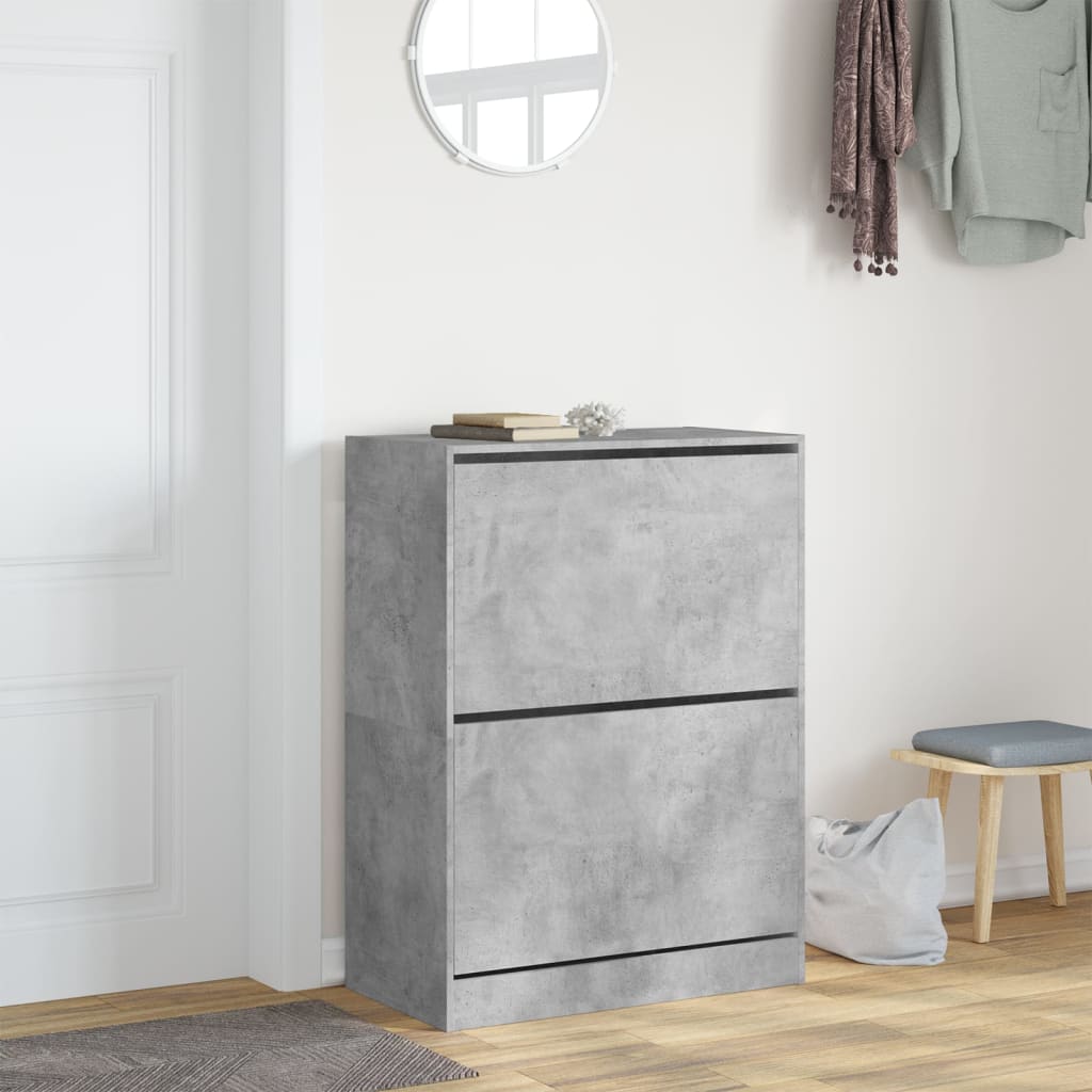 VidaXL Armoire à chaussures avec 2 tiroirs pliants 80x42x108 cm gris béton