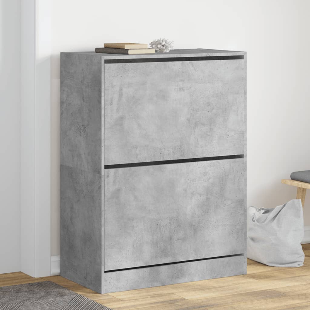 VidaXL Armoire à chaussures avec 2 tiroirs pliants 80x42x108 cm gris béton