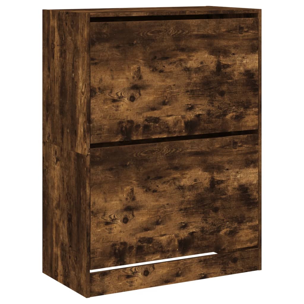 VidaXL Armoire à chaussures avec 2 tiroirs pliants 80x42x108 cm Chêne fumé