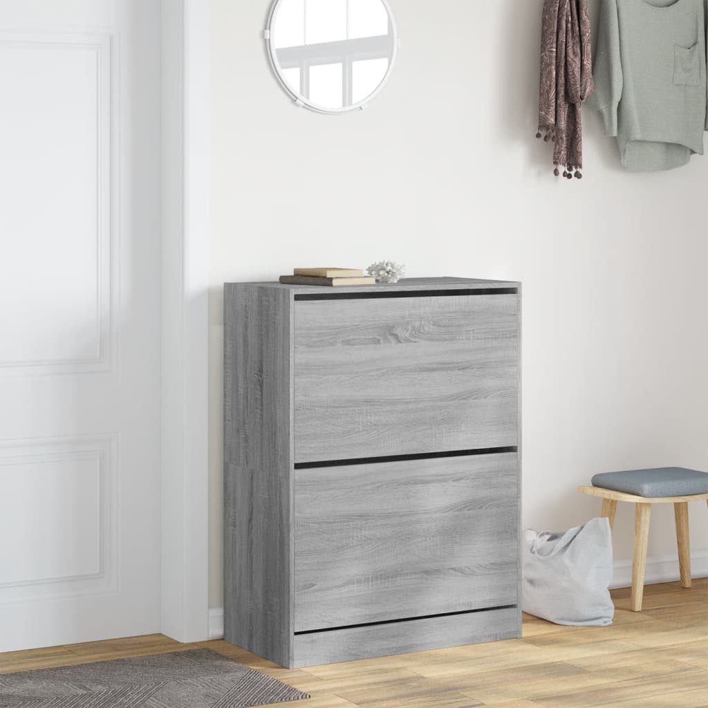 VidaXL Armoire à chaussures avec 2 tiroirs pliants 80x42x108 cm gris sonoma