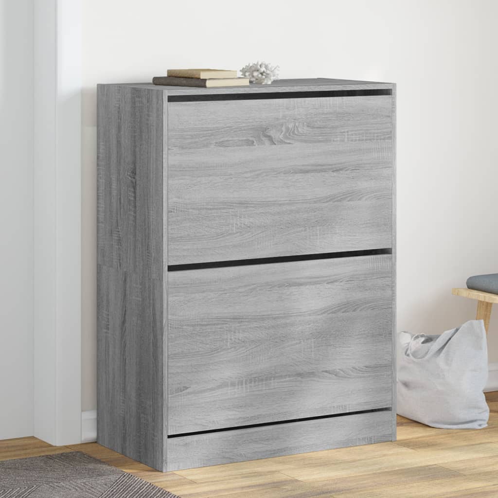 VidaXL Armoire à chaussures avec 2 tiroirs pliants 80x42x108 cm gris sonoma