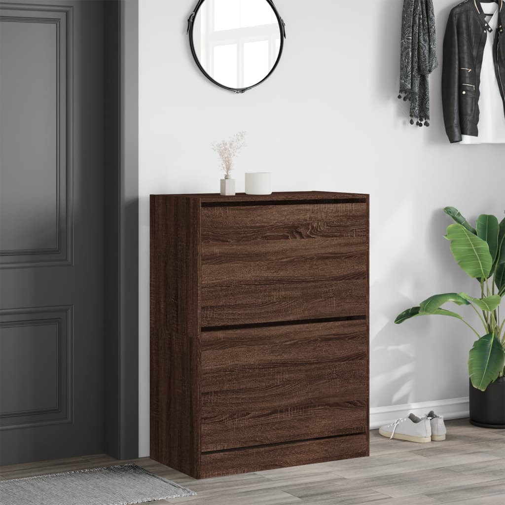 VidaXL Armoire à chaussures avec 2 tiroirs pliants 80x42x108 cm coloris chêne marron