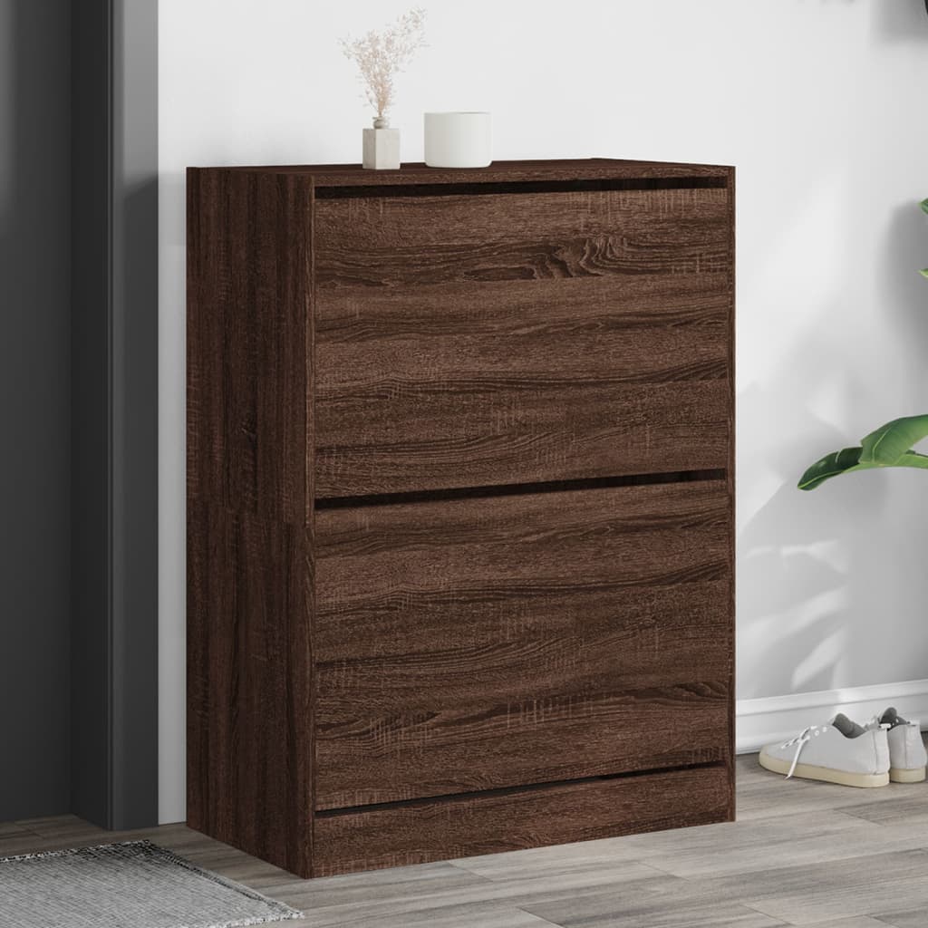 VidaXL Armoire à chaussures avec 2 tiroirs pliants 80x42x108 cm coloris chêne marron