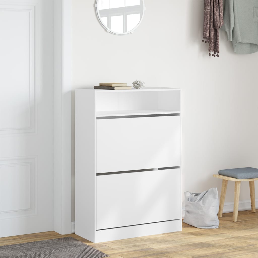 VidaXL Armoire à chaussures avec 2 tiroirs pliants 80x34x116 cm blanc