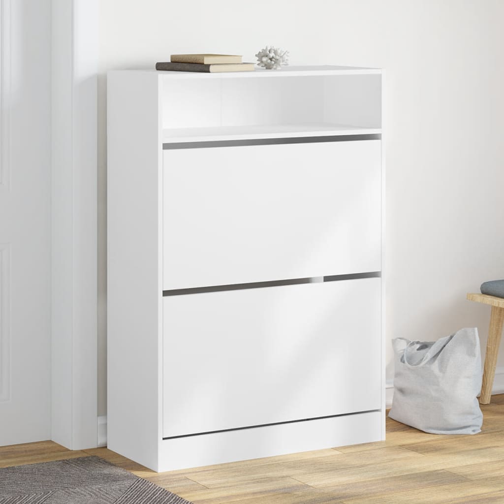 VidaXL Armoire à chaussures avec 2 tiroirs pliants 80x34x116 cm blanc