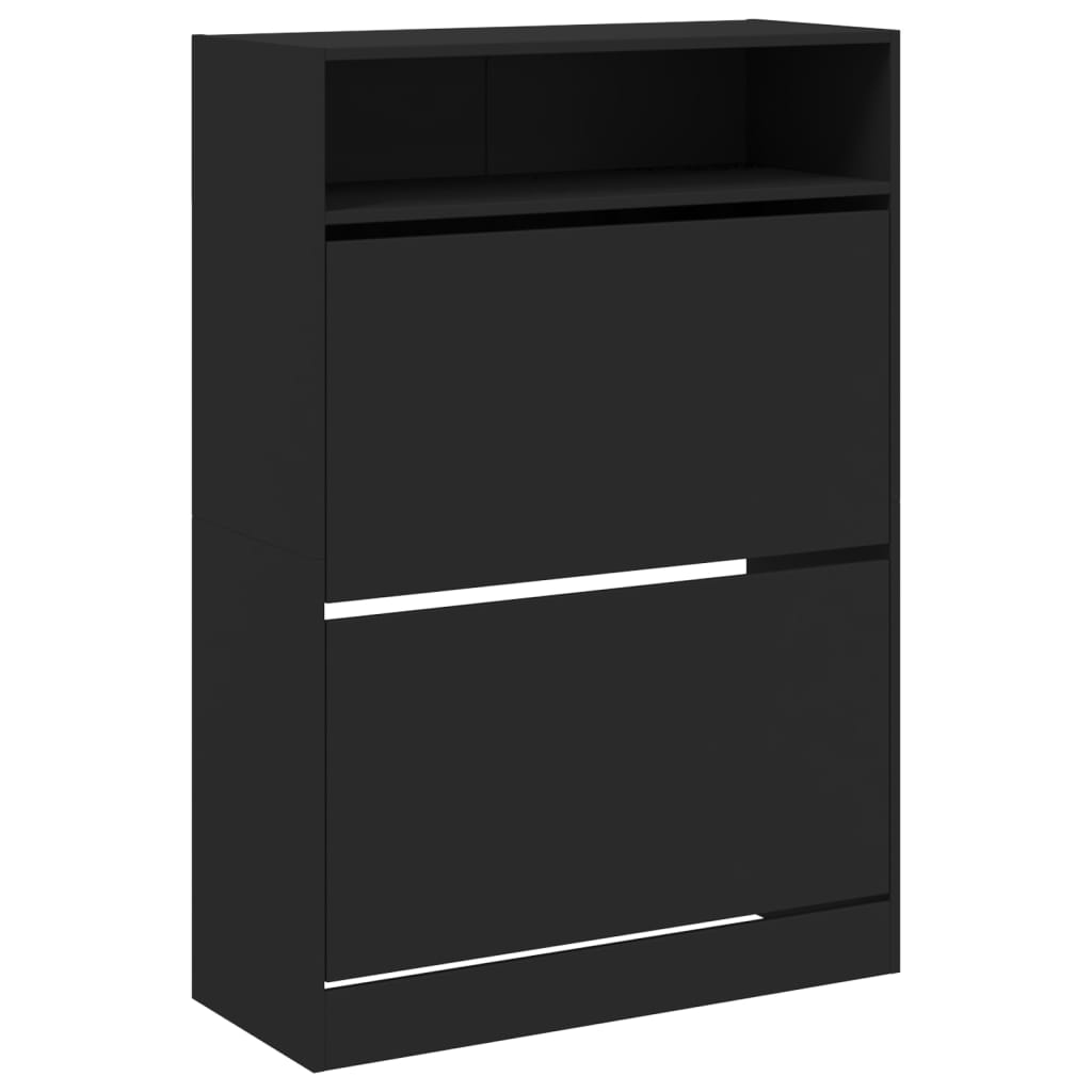 VidaXL Armoire à chaussures avec 2 tiroirs pliants 80x34x116 cm noir
