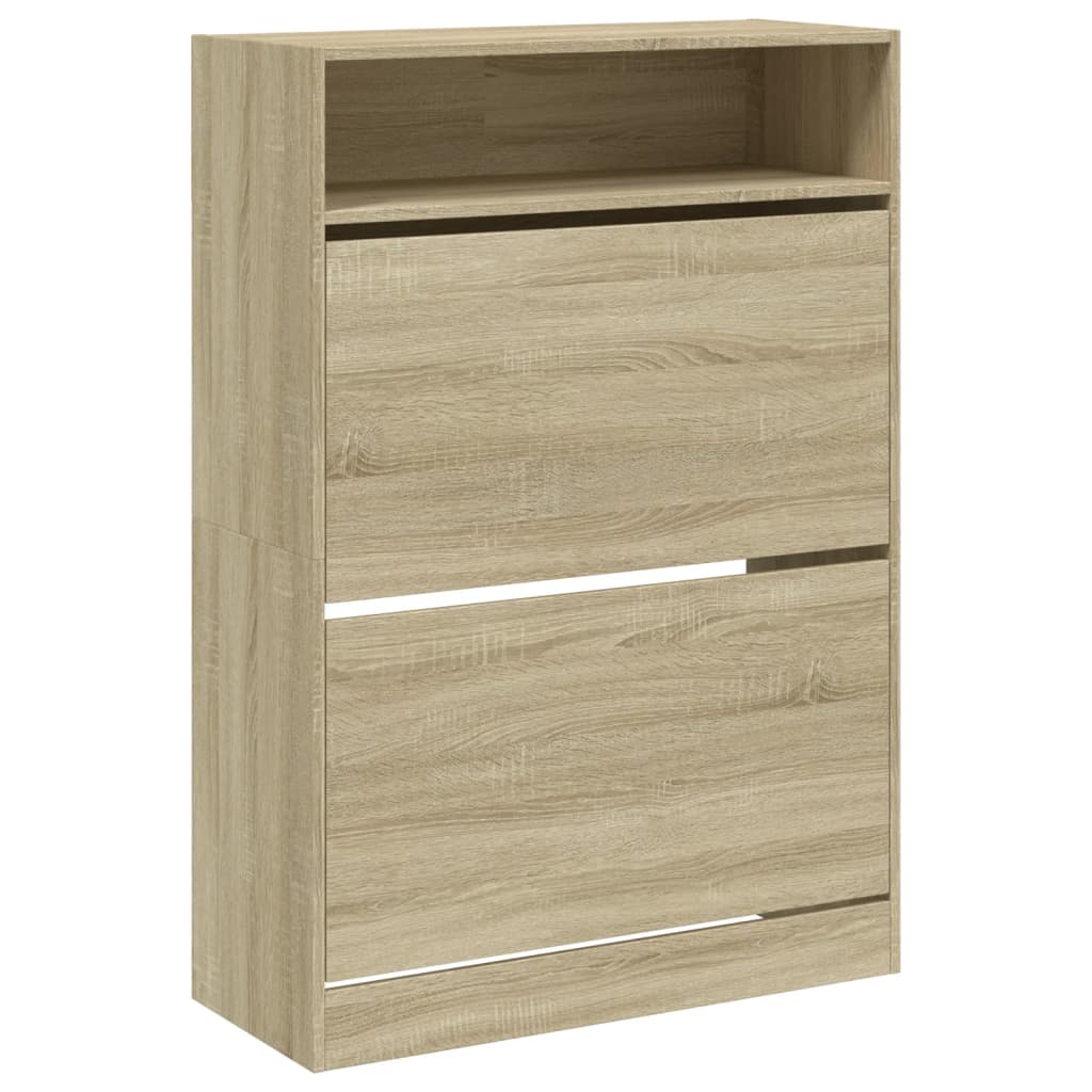 VidaXL Armoire à chaussures avec 2 tiroirs pliants 80x34x116 cm Chêne Sonoma
