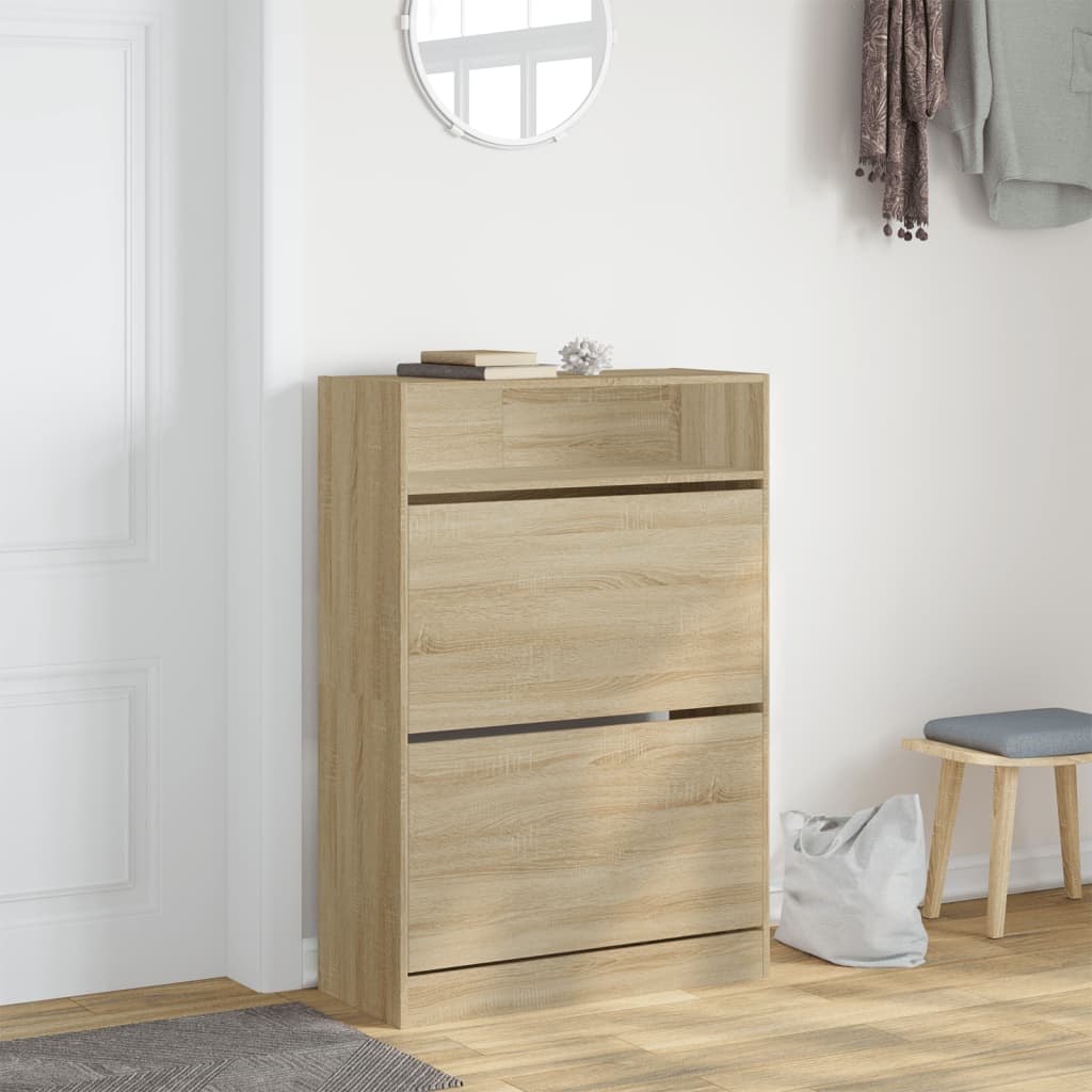 VidaXL Armoire à chaussures avec 2 tiroirs pliants 80x34x116 cm Chêne Sonoma