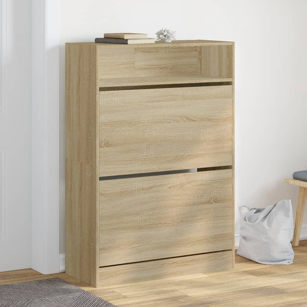 VidaXL Armoire à chaussures avec 2 tiroirs pliants 80x34x116 cm Chêne Sonoma