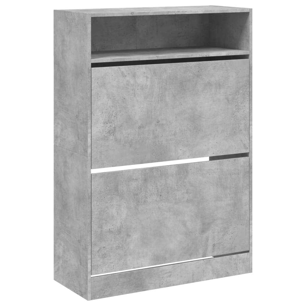 VidaXL Armoire à chaussures avec 2 tiroirs pliants 80x34x116 cm gris béton