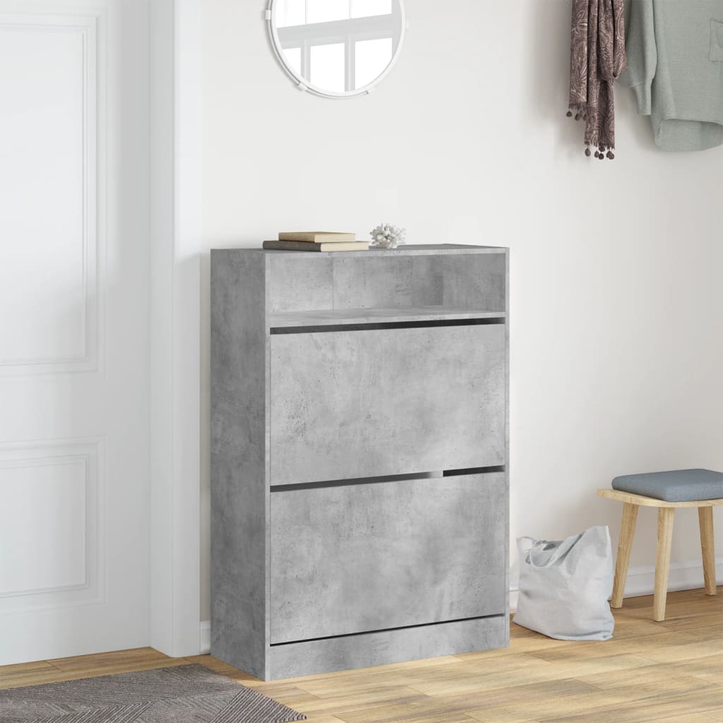 VidaXL Armoire à chaussures avec 2 tiroirs pliants 80x34x116 cm gris béton