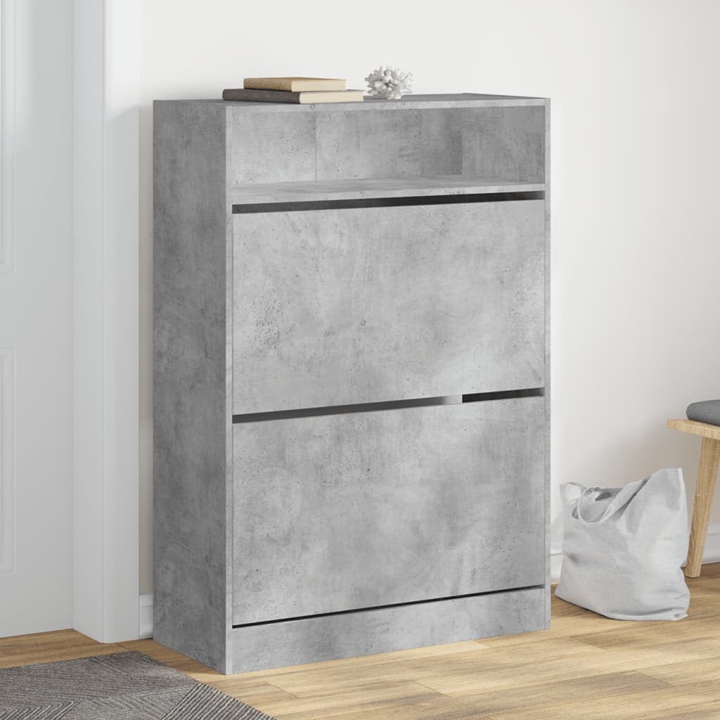 VidaXL Armoire à chaussures avec 2 tiroirs pliants 80x34x116 cm gris béton
