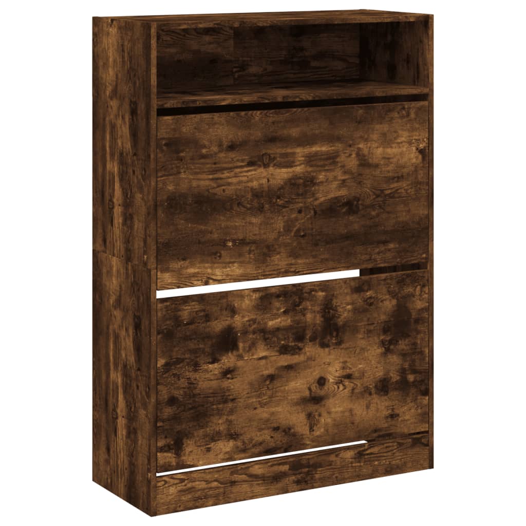 VidaXL Armoire à chaussures avec 2 tiroirs pliants 80x34x116 cm Chêne fumé