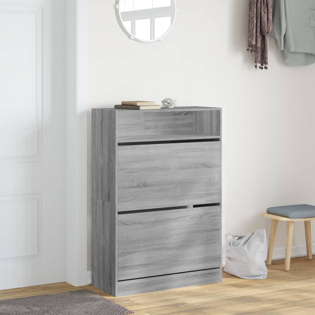 VidaXL Armoire à chaussures avec 2 tiroirs pliants 80x34x116 cm Gris Sonoma