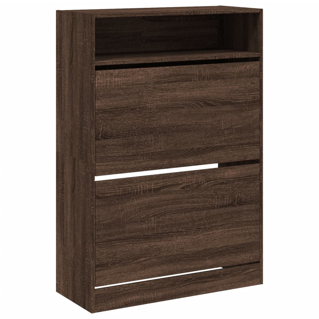 VidaXL Armoire à chaussures avec 2 tiroirs pliants 80x34x116 cm coloris chêne marron